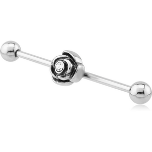 SURGICAL STEEL INDUSTRIAL BARBELL WITH FLOWER