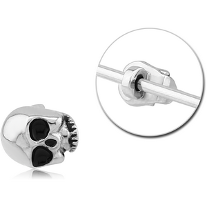 SURGICAL STEEL ADJUSTABLE SLIDING CHARM FOR INDUSTRIAL BARBELL - SKULL