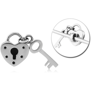 SURGICAL STEEL ADJUSTABLE SLIDING CHARM FOR INDUSTRIAL BARBELL - LOCK AND KEY