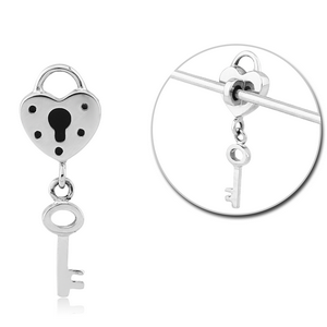 SURGICAL STEEL ADJUSTABLE SLIDING CHARM FOR INDUSTRIAL BARBELL - LOCK AND KEY