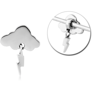 SURGICAL STEEL ADJUSTABLE SLIDING CHARM FOR INDUSTRIAL BARBELL - THUNDERCLOUD