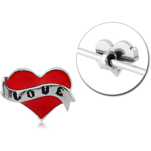 SURGICAL STEEL ADJUSTABLE SLIDING CHARM FOR INDUSTRIAL BARBELL - LOVE