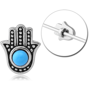 SURGICAL STEEL INDUSTRIAL BARBELL ADJUSTABLE SLIDING CHARM - HAMSA