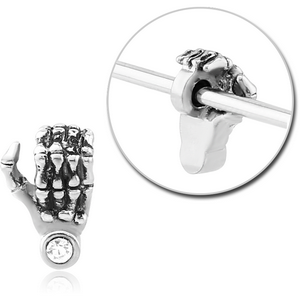 SURGICAL STEEL ADJUSTABLE SLIDING CHARM FOR INDUSTRIAL BARBELL - SKELETON HAND