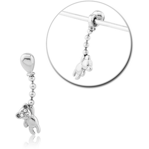 SURGICAL STEEL ADJUSTABLE SLIDING CHARM FOR INDUSTRIAL BARBELL - BEAR