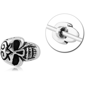 SURGICAL STEEL ADJUSTABLE SLIDING CHARM FOR INDUSTRIAL BARBELL - SKULL