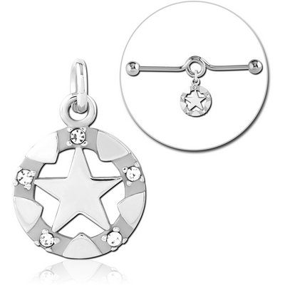 SURGICAL STEEL JEWELLED CHARM FOR INDUSTRIAL BARBELL
