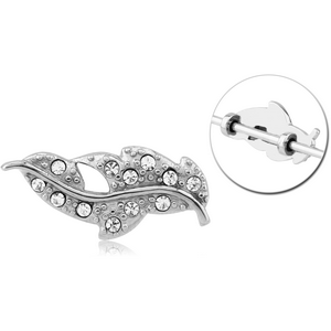 SURGICAL STEEL ADJUSTABLE SLIDING CHARM FOR INDUSTRIAL BARBELL - LEAVES