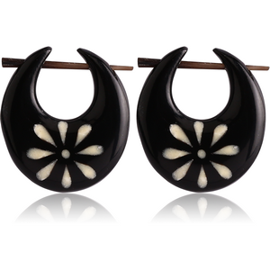 ORGANIC HORN PAINTED EARRINGS PAIR - FLOWER