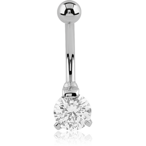 SURGICAL STEEL INTERNALLY THREADED PRONG SET JEWELLED NAVEL BANANA