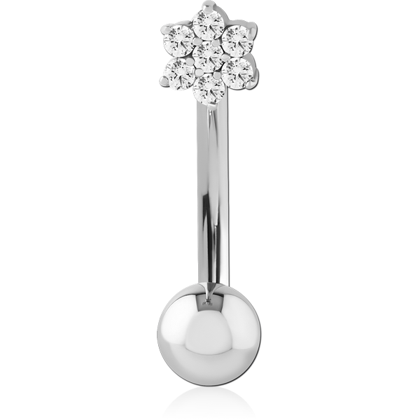SURGICAL STEEL INTERNALLY THREADED DOUBLE JEWELLED NAVEL BANANA