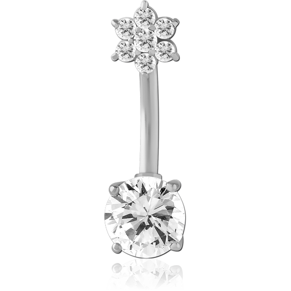 SURGICAL STEEL INTERNALLY THREADED DOUBLE JEWELLED NAVEL BANANA