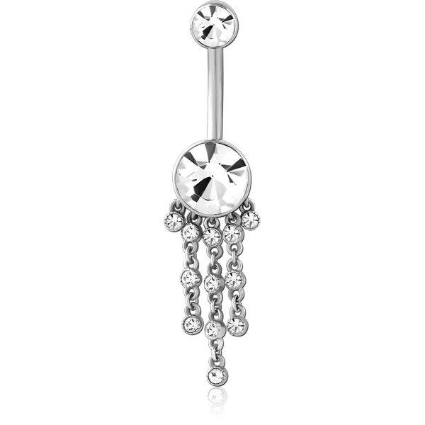 SURGICAL STEEL INTERNALLY THREADED DOUBLE JEWELLED NAVEL BANANA