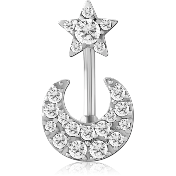 SURGICAL STEEL INTERNALLY THREADED DOUBLE JEWELLED NAVEL BANANA