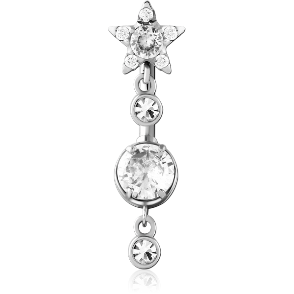 SURGICAL STEEL INTERNALLY THREADED DOUBLE JEWELLED NAVEL BANANA