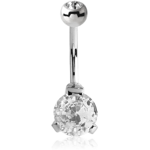 SURGICAL STEEL INTERNALLY THREADED DOUBLE JEWELLED ROUND 8 MM NAVEL BANANA