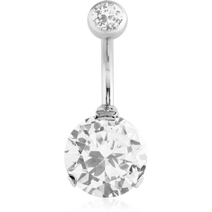 SURGICAL STEEL INTERNALLY THREADED DOUBLE JEWELLED ROUND 10 MM NAVEL BANANA