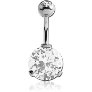 SURGICAL STEEL INTERNALLY THREADED DOUBLE JEWELLED ROUND 12 MM NAVEL BANANA