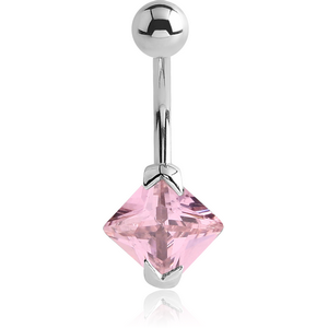 SURGICAL STEEL INTERNALLY THREADED JEWELLED NAVEL BANANA