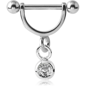 SURGICAL STEEL INTIMATE SHIELD WITH CHARM - JEWELLED BALL