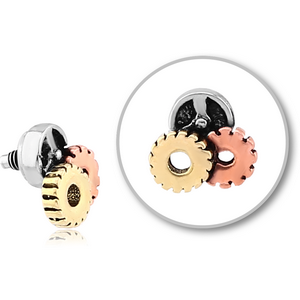 SURGICAL STEEL ATTACHMENT WITH BRASS AND COPPER PARTS FOR 1.6MM INTERNALLY THREADED PINS - STEAMPUNK