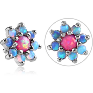 SURGICAL STEEL SYNTHETIC OPAL ATTACHMENT FOR 1.6MM INTERNALLY THREADED PINS - FLOWER