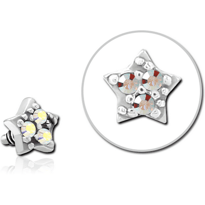 SURGICAL STEEL JEWELLED ATTACHMENT FOR 1.6MM INTERNALLY THREADED PINS - STAR PRONGS