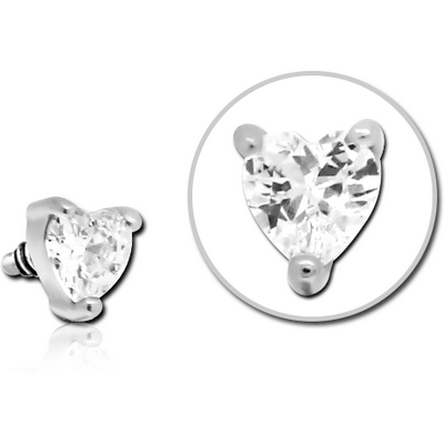SURGICAL STEEL JEWELLED ATTACHMENT FOR 1.6MM INTERNALLY THREADED PINS - HEART