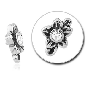 SURGICAL STEEL JEWELLED ATTACHMENT FOR 1.6MM INTERNALLY THREADED PINS - FLOWER