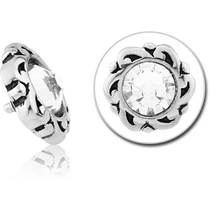 SURGICAL STEEL JEWELLED ATTACHMENT FOR 1.6MM INTERNALLY THREADED PINS - FLOWER