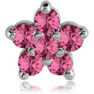 SURGICAL STEEL JEWELED ATTACHMENT FOR 1.6MM INTERNALLY THREADED PINS - FLOWER