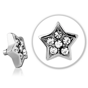 SURGICAL STEEL JEWELLED ATTACHMENT FOR 1.6MM INTERNALLY THREADED PINS - STAR