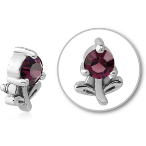SURGICAL STEEL JEWELLED ATTACHMENT FOR 1.6MM INTERNALLY THREADED PINS - FLOWER