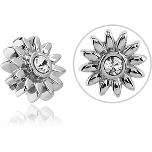 SURGICAL STEEL JEWELLED ATTACHMENT FOR 1.6MM INTERNALLY THREADED PINS - FLOWER