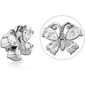 SURGICAL STEEL JEWELLED ATTACHMENT FOR 1.6MM INTERNALLY THREADED PINS - BUTTERFLY