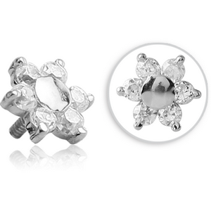 SURGICAL STEEL JEWELLED ATTACHMENT FOR 1.6MM INTERNALLY THREADED PINS - FLOWER