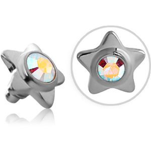 SURGICAL STEEL SWAROVSKI CRYSTAL JEWELLED STAR FOR 1.2MM INTERNALLY THREADED PINS