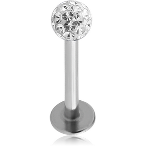 SURGICAL STEEL INTERNALLY THREADED MICRO LABRET WITH CRYSTALINE JEWELLED BALL