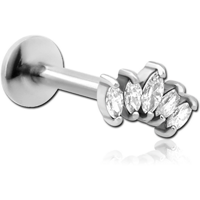 SURGICAL STEEL INTERNALLY THREADED JEWELLED MICRO LABRET