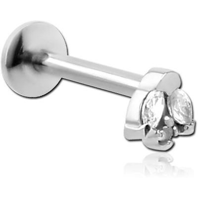 SURGICAL STEEL INTERNALLY THREADED JEWELLED MICRO LABRET
