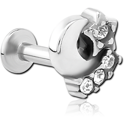 SURGICAL STEEL INTERNALLY THREADED JEWELLED MICRO LABRET