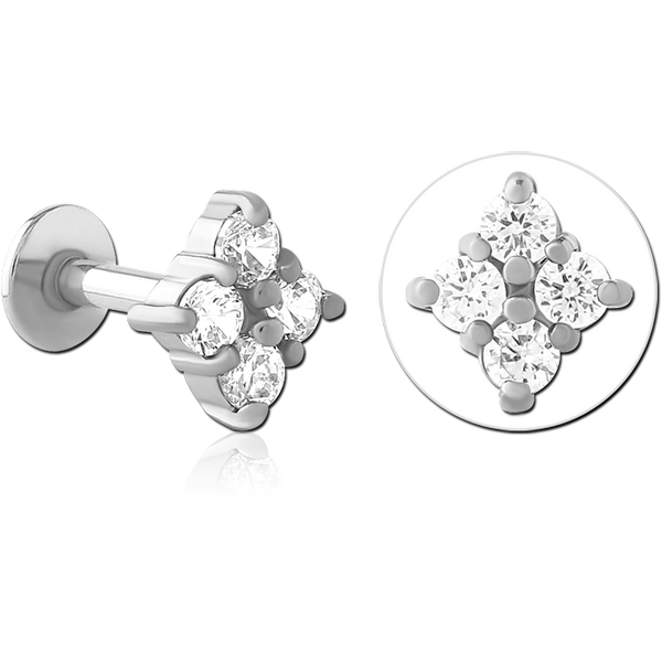 SURGICAL STEEL INTERNALLY THREADED JEWELLED MICRO LABRET
