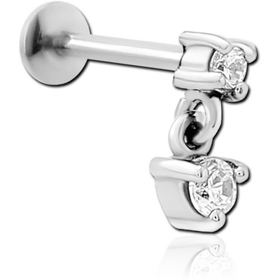 SURGICAL STEEL INTERNALLY THREADED JEWELLED MICRO LABRET
