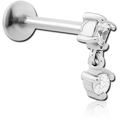 SURGICAL STEEL INTERNALLY THREADED JEWELLED MICRO LABRET