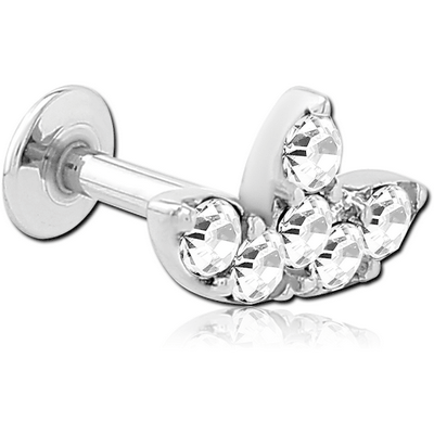 SURGICAL STEEL INTERNALLY THREADED JEWELLED MICRO LABRET