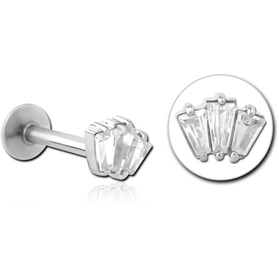 SURGICAL STEEL INTERNALLY THREADED JEWELLED MICRO LABRET