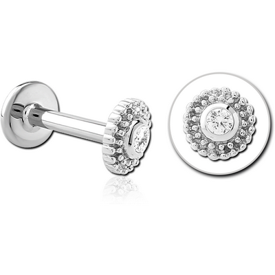 SURGICAL STEEL INTERNALLY THREADED JEWELLED MICRO LABRET