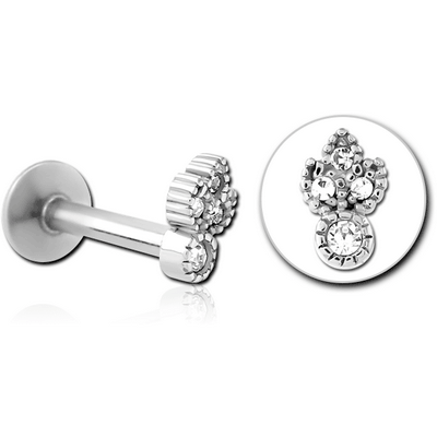 SURGICAL STEEL INTERNALLY THREADED JEWELLED MICRO LABRET