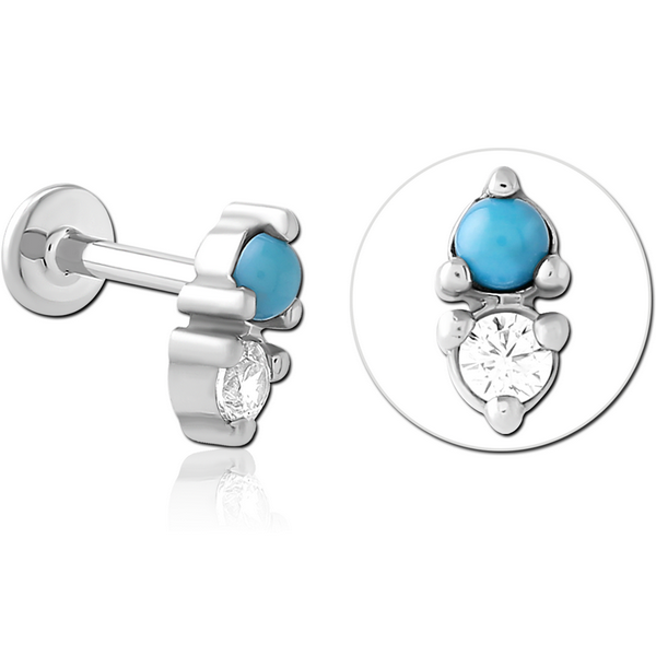 SURGICAL STEEL INTERNALLY THREADED JEWELLED MICRO LABRET