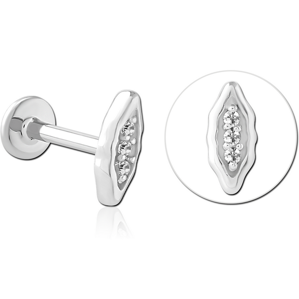SURGICAL STEEL INTERNALLY THREADED JEWELLED MICRO LABRET